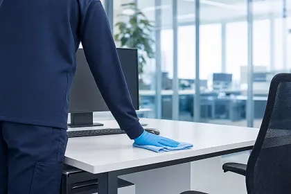 Helles, sauberes Büro nach der Unterhaltsreinigung